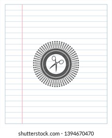 scissors icon pencil effect. Vector Illustration. Detailed.