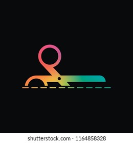 scissors icon. Rainbow color and dark background