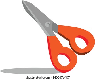 scissors icon with red handle in flat style