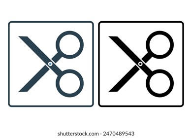 Icono de tijeras. icono relacionado con la herramienta de edición. adecuado para Sitio web, App, interfaces de usuario, imprimible, etc. estilo de icono sólido. diseño de Vector simple editable