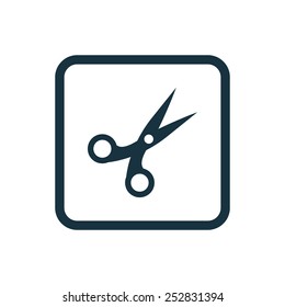 scissors icon Rounded squares button, on white background 