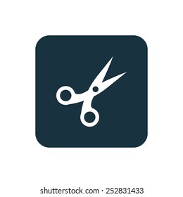 scissors icon Rounded squares button, on white background 