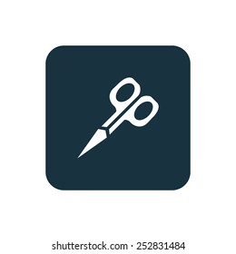 scissors icon Rounded squares button, on white background 