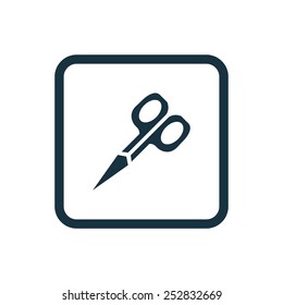 scissors icon Rounded squares button, on white background 