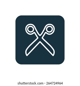 scissors icon Rounded squares button, on white background 