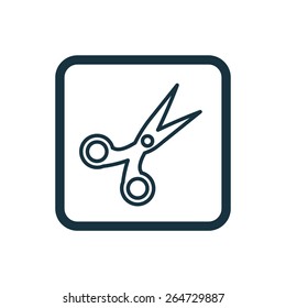 scissors icon Rounded squares button, on white background 