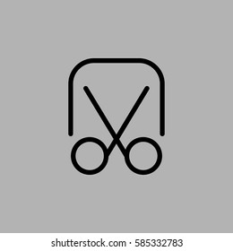 Scissors icon screens hot. Isolated on gray background. 