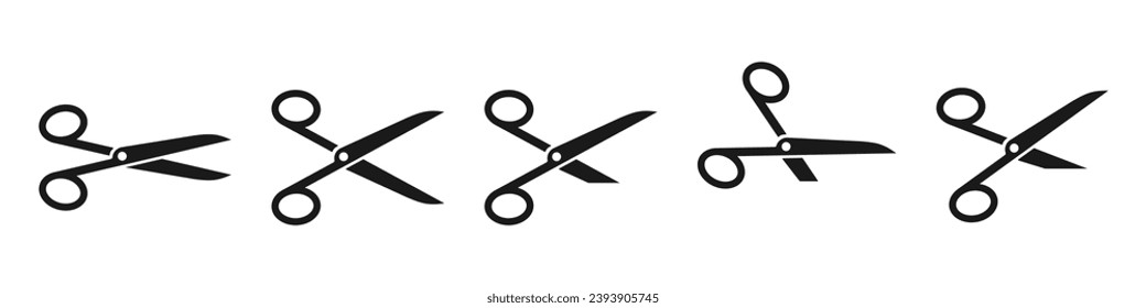 Scissors icon set. Collection of scissors cut. Vector illustration.