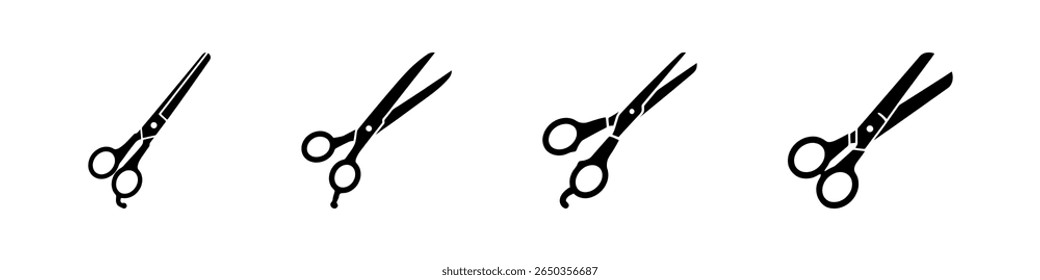 Scissors icon set. Collection of scissors. Vector illustration.