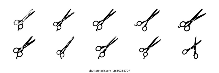 Scissors icon set. Collection of scissors. Vector illustration.
