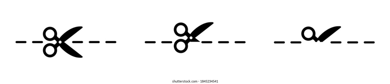 Scissors icon set, coupon border sign icons - stock vector
