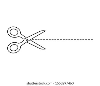 scissors icon set with cut line on white background