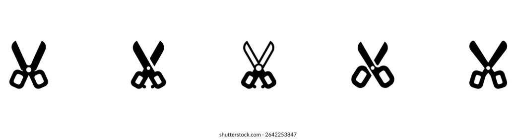 Scissors icon set. Cut symbol. Paper clippers vector illustration. Shears sign. Hairdresser pictogram. Colored cartoon scissors icon. Vector Illustration. 