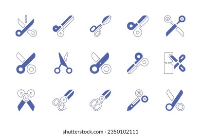 Scissors icon set. Duotone style line stroke and bold. Vector illustration. Containing scissor, scissors.