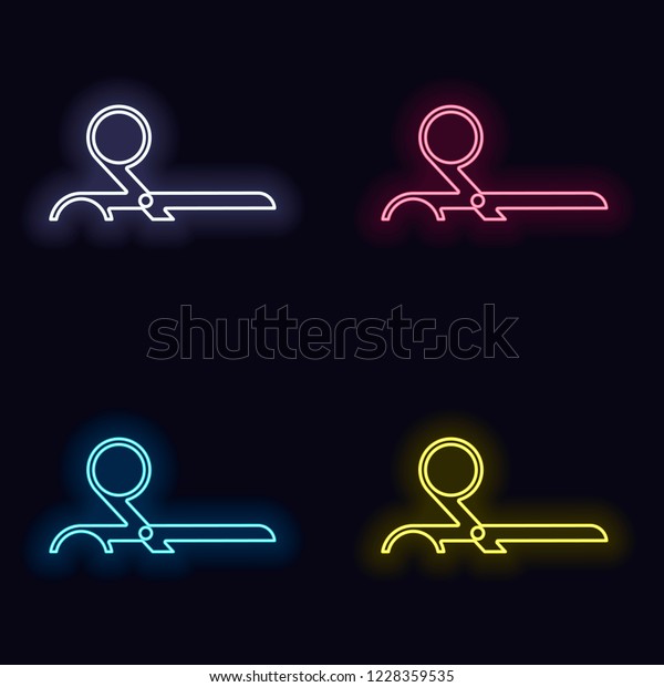 scissors icon. Set of fashion neon sign.\
Casino style on dark background. Seamless\
pattern