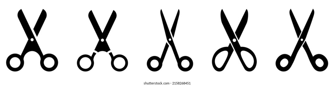 Scissors icon set. Flat style. Vector illustration isolated on white background