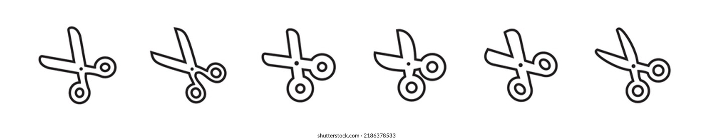 Schere Symbol gesetzt. Einfaches Piktogramm. Einzeln.