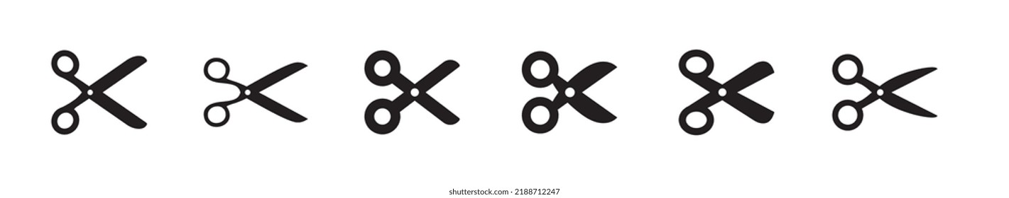 Schere Symbol gesetzt. Einfaches Piktogramm. Einzeln.