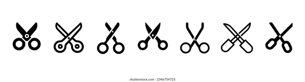Scissors icon set, Scissors symbol isolated on white background, ui kids Scissors icon, 