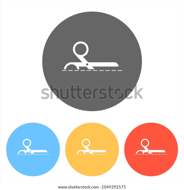 scissors
icon. Set of white icons on colored
circles