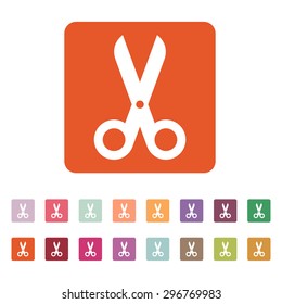 The scissors icon. Shears and clippers, cut off symbol. Flat Vector illustration. Button Set