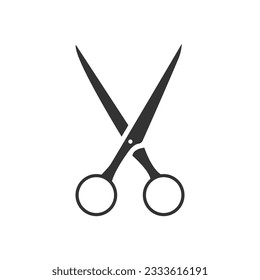 Scissors. The scissors icon. The silhouette of scissors. Hairdressing accessory. Vector illustration isolated on a white background