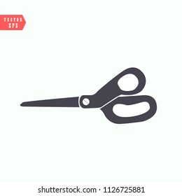 Scissors icon. Simple flat logo of scissors on white background. Vector illustration. eps10