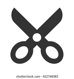 Scissors icon. Simple flat logo of scissors on white background. Vector illustration.