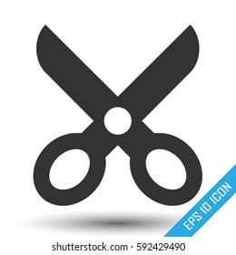 Scissors icon. Simple flat logo of scissors on white background. Vector illustration.