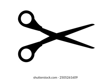 Scissors icon. Simple silhouette of open scissors. Scissors logo icon. Cut here sign. Stock vector illustration isolated on a white background.