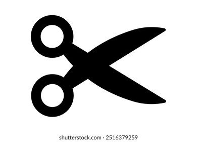 Scissors icon. Simple silhouette of open scissors. Scissors logo icon illustration. Stock vector illustration isolated on white background.