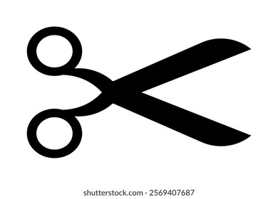 Scissors icon. Simple silhouette of open scissors. Scissors cut out logo icon. Stock vector illustration isolated on white background.