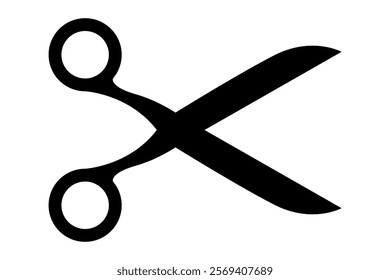 Scissors icon. Simple silhouette of open scissors. Scissors cut out logo icon. Stock vector illustration isolated on white background.