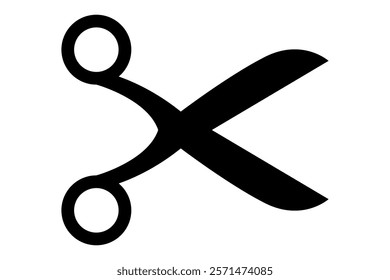 Scissors icon. Simple silhouette of open scissors. Scissors logo icon silhouette. Stock vector illustration isolated on white background.