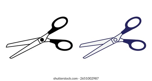 Scissors icon. Simple silhouette of open scissors.Set of scissors icons. Vector illustration, Scissors cut logo icon. Stock vector illustration isolated on a white background.