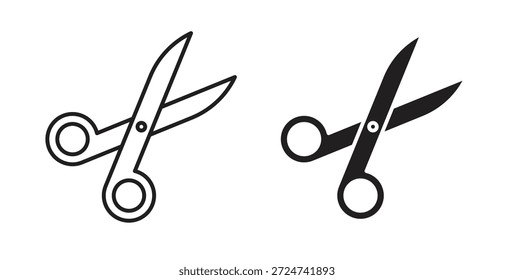 Vectores simples del icono de las tijeras en negro, convenientes para los proyectos