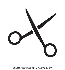 Icono de tijeras. Símbolo de glifo sólido para cortar, cortar el pelo, artesanía y edición