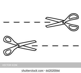 Scissors icon in the style of linear design.