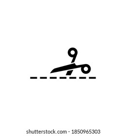 Scissors icon template. Vector illustration. Vector scissors with cut lines.