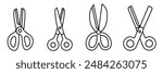Scissors icon. Scissors thin line icon collection. Stock vector.