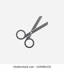 Scissors icon. Tool of barber. On grid background