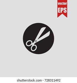 Scissors icon in trendy isolated on grey background.Vector illustration.