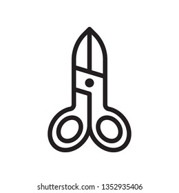 Scissors icon in trendy outline style design. Vector graphic illustration. Scissors icon for website design, logo, and ui. Editable vector stroke. EPS 10.