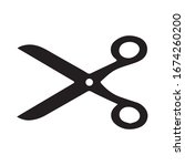 Scissors icon vector black color