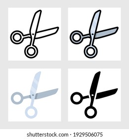 scissors icon vector design in filled, thin line, outline and flat style.