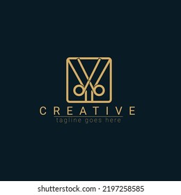 Scissors icon vector illustration. Barber haircut salon logo design.