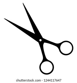 Scissors icon vector illustration. Cut concept with open scissors. Utensil or hairdresser logo symbol