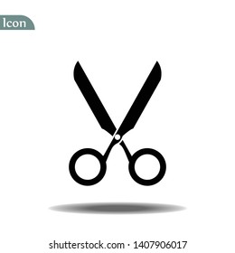 Scissors icon vector illustration. Cut concept with open scissors. Utensil or hairdresser logo symbol