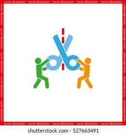 Scissors icon vector illustration eps10. Isolated badge for website or app - stock infographics.