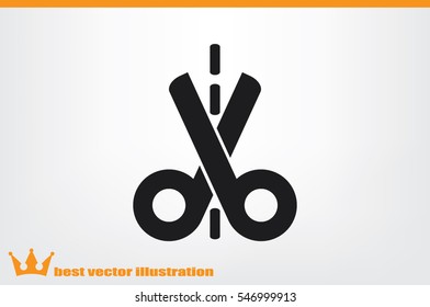 scissors icon vector illustration eps10. Isolated badge for website or app - stock infographics.